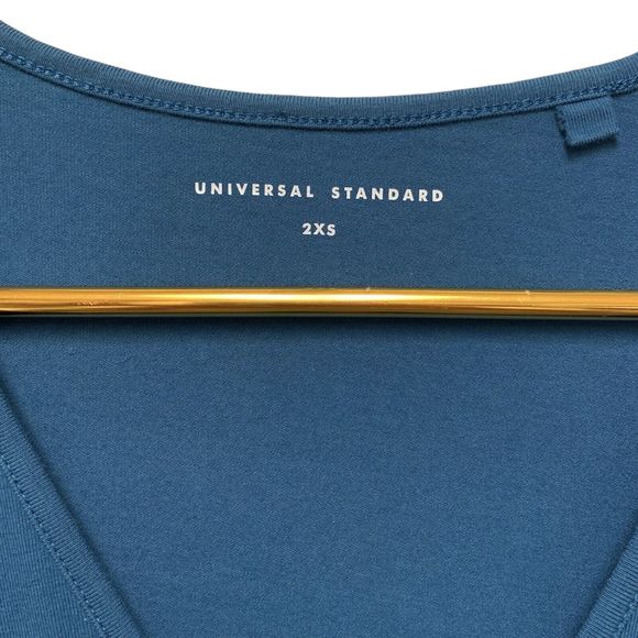 Universal Standard Geneva Midi Dress 2XS 6-8 Teal Long Sleeve‎ V-Neck Asymmetric - Picture 9 of 10